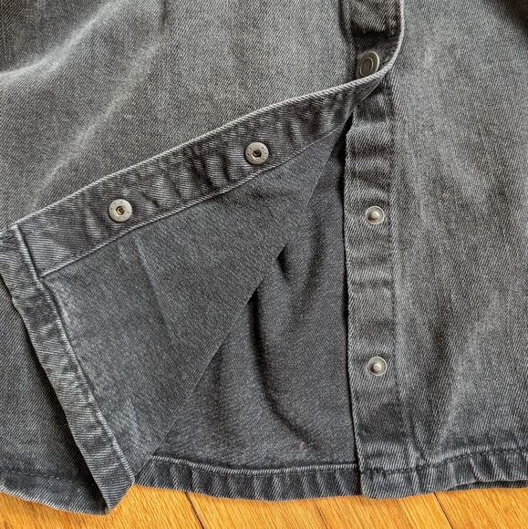 Free People Washed Black Denim Overall Dress Button Side Sz 2 - Picture 5 of 13